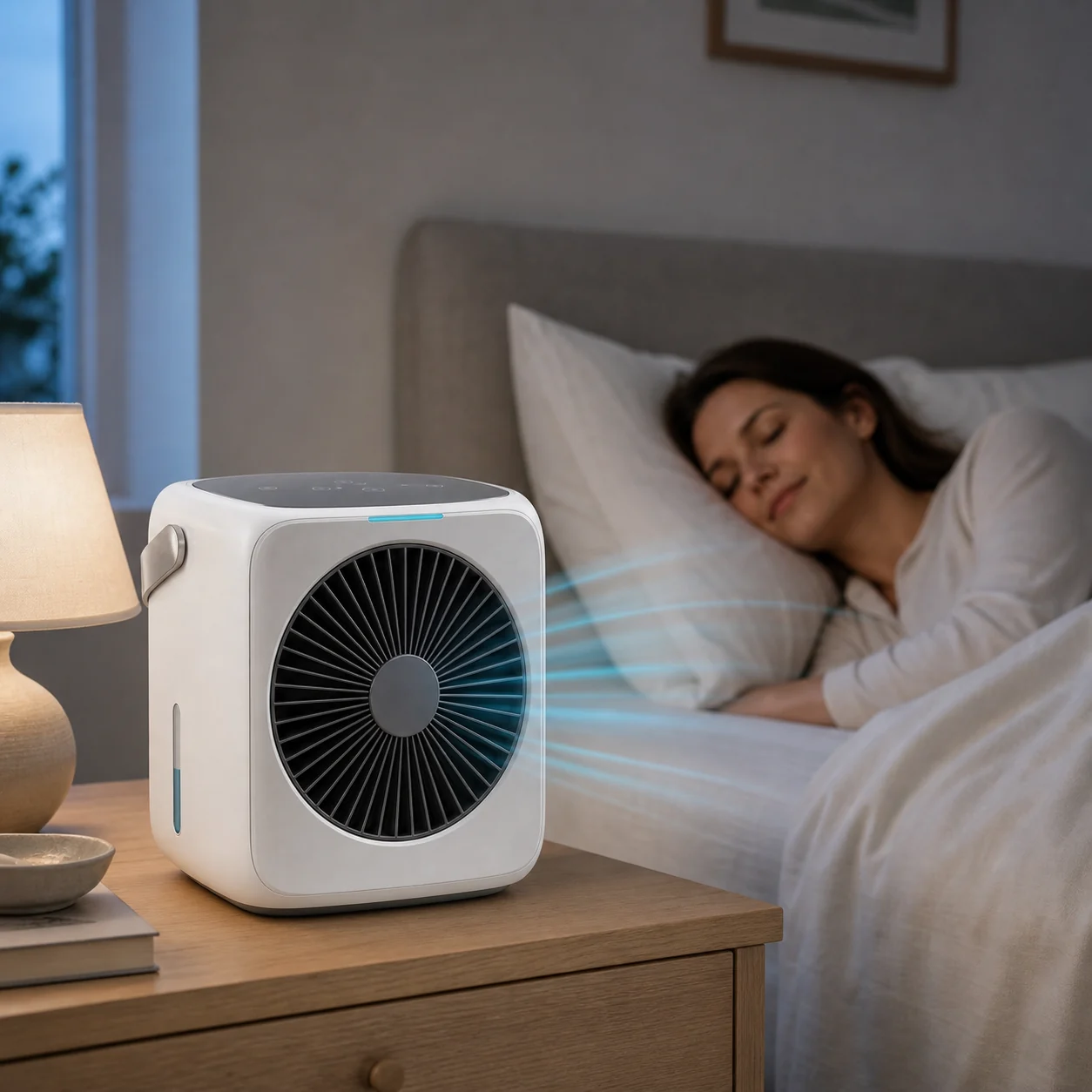 Comfort Breeze on a bedside table