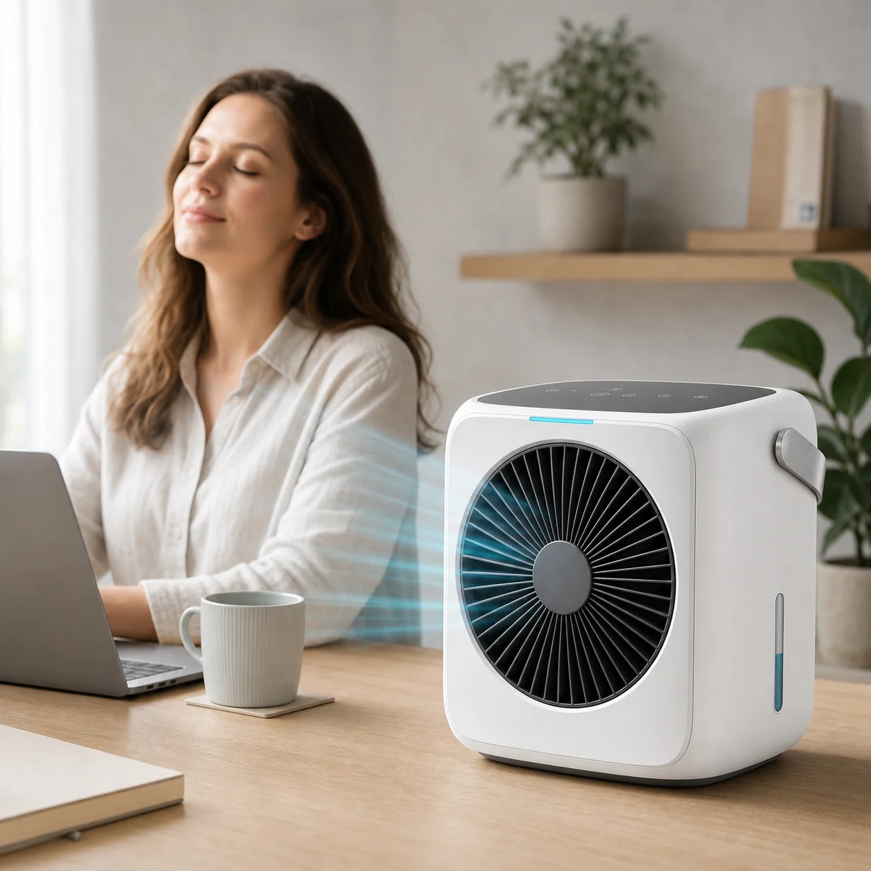 Comfort Breeze providing focused airflow at a home-office desk