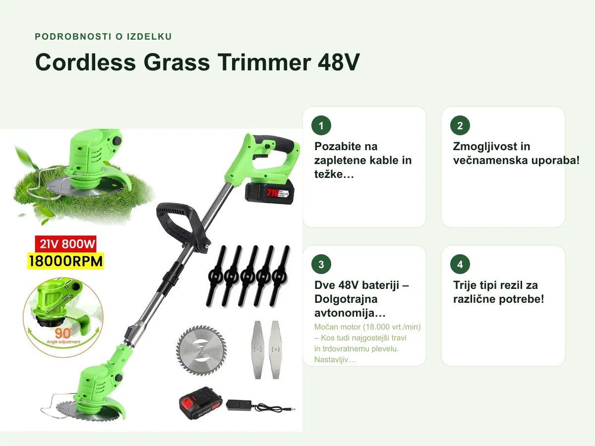 Podrobnosti o izdelku: Cordless Grass Trimmer 48V