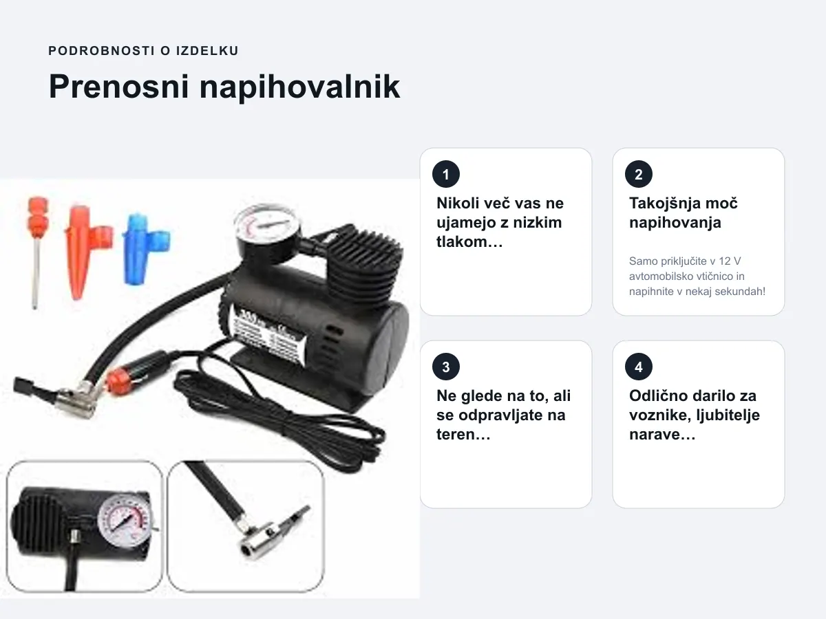 Podrobnosti o izdelku: Prenosni napihovalnik