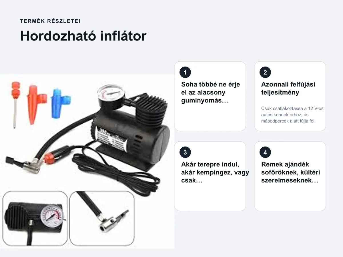 Termék részletei: Hordozható inflátor