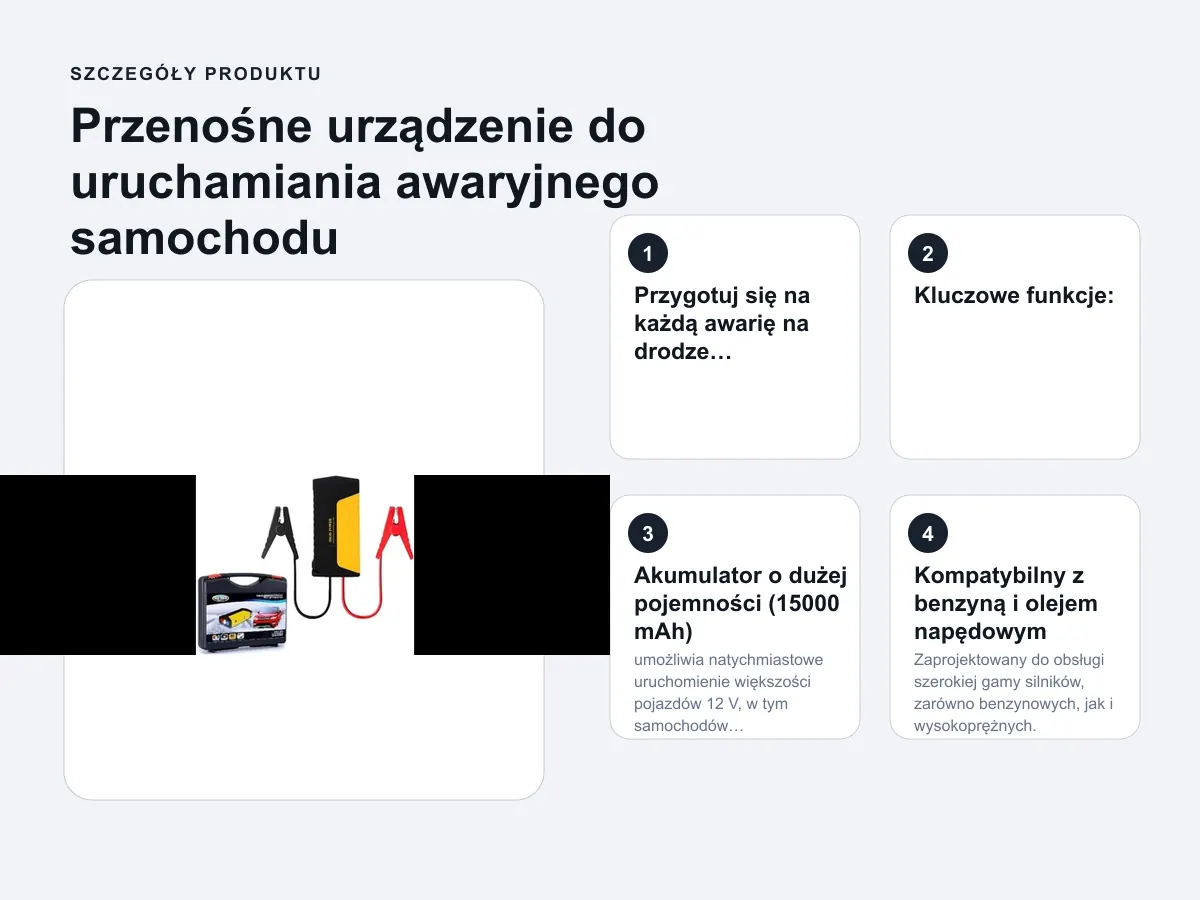 Szczegóły produktu: Przenośne urządzenie do uruchamiania awaryjnego samochodu