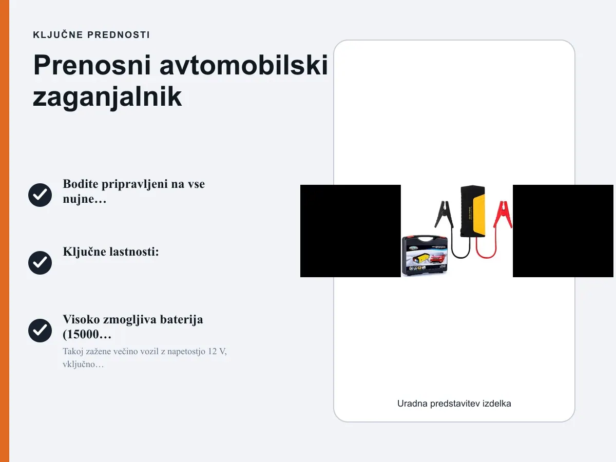 Ključne prednosti: Prenosni avtomobilski zaganjalnik
