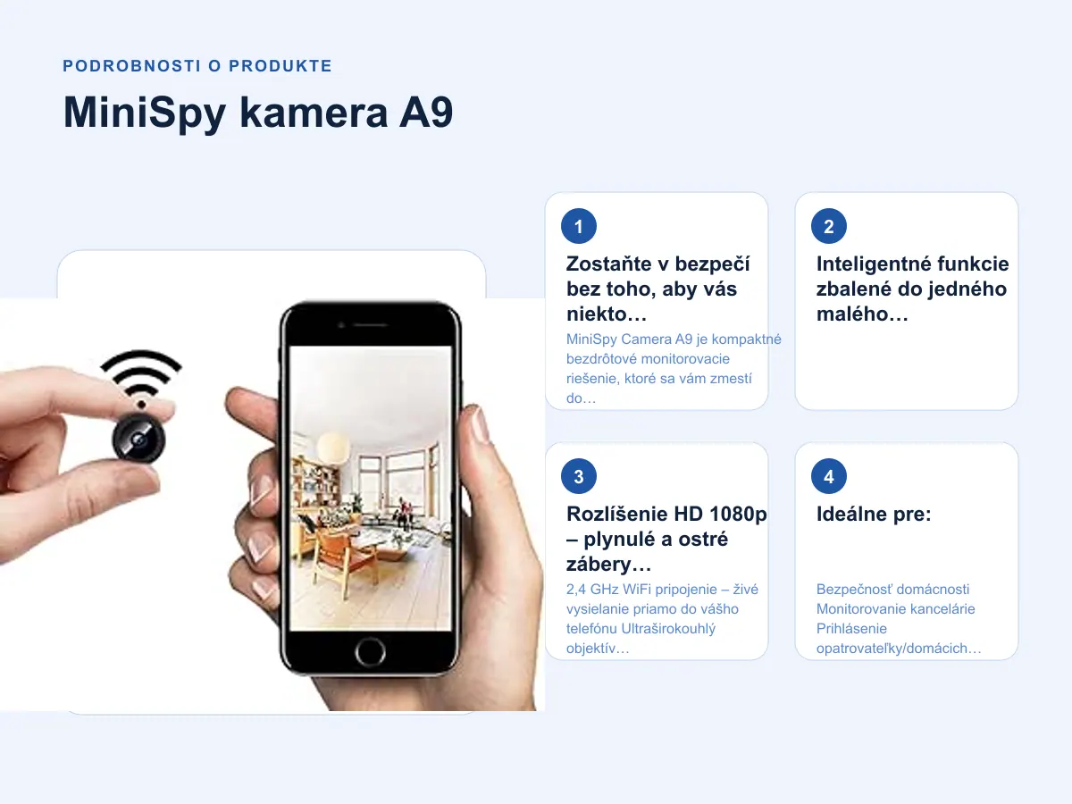 Podrobnosti o produkte: MiniSpy kamera A9