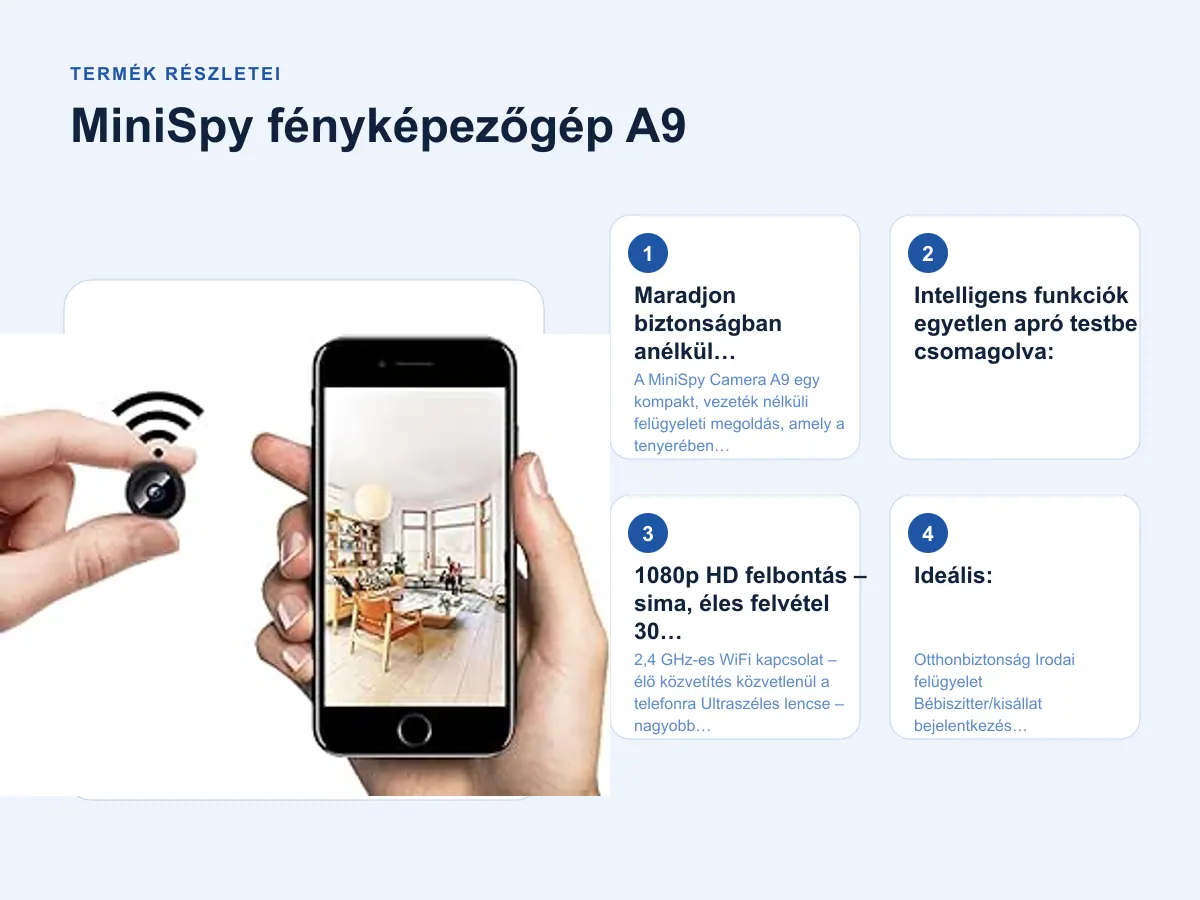 Termék részletei: MiniSpy fényképezőgép A9