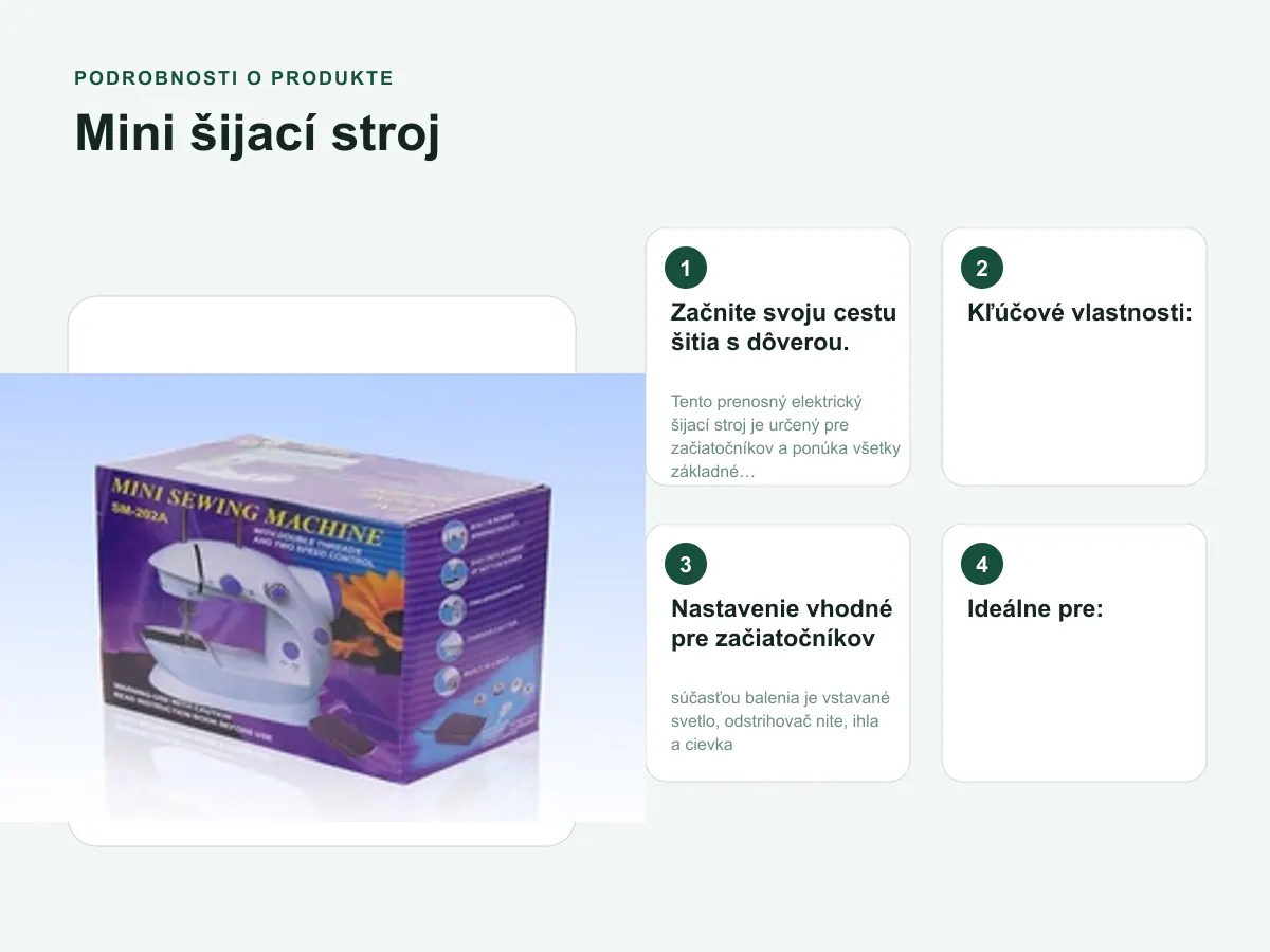 Podrobnosti o produkte: Mini šijací stroj