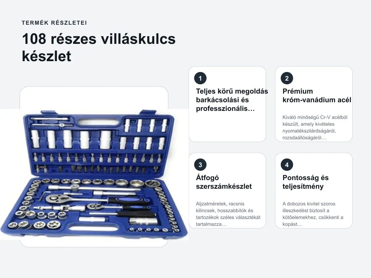 Termék részletei: 108 részes villáskulcs készlet