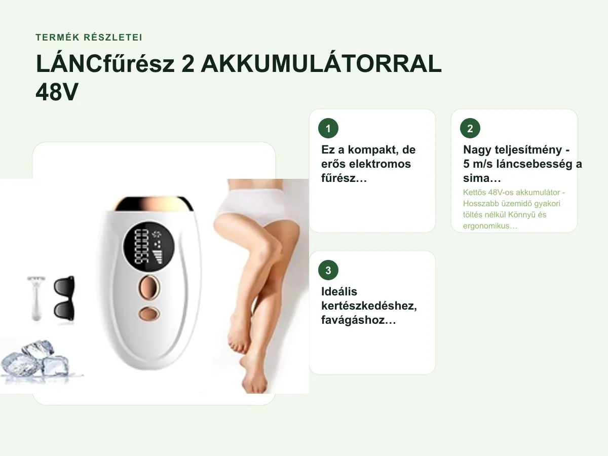 Termék részletei: LÁNCfűrész 2 AKKUMULÁTORRAL 48V