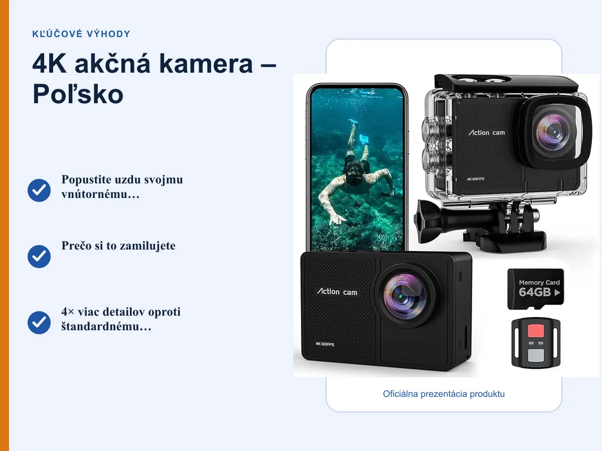 Kľúčové výhody: 4K akčná kamera – Poľsko
