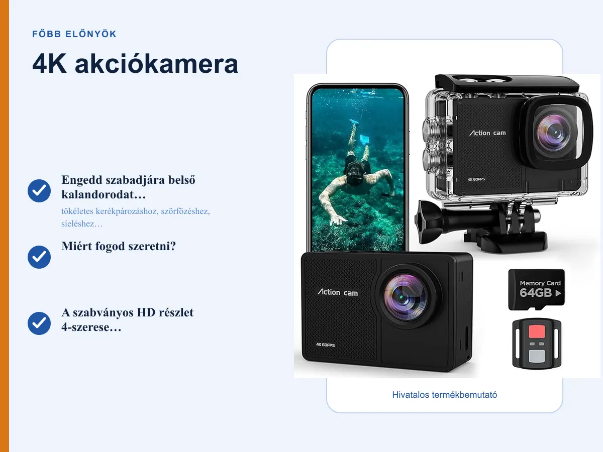 Engedd szabadjára belső kalandorodat ezzel a vízálló 4K akciókamerával