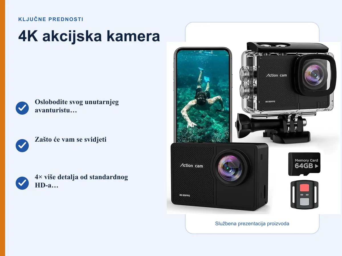 Ključne prednosti: 4K akcijska kamera