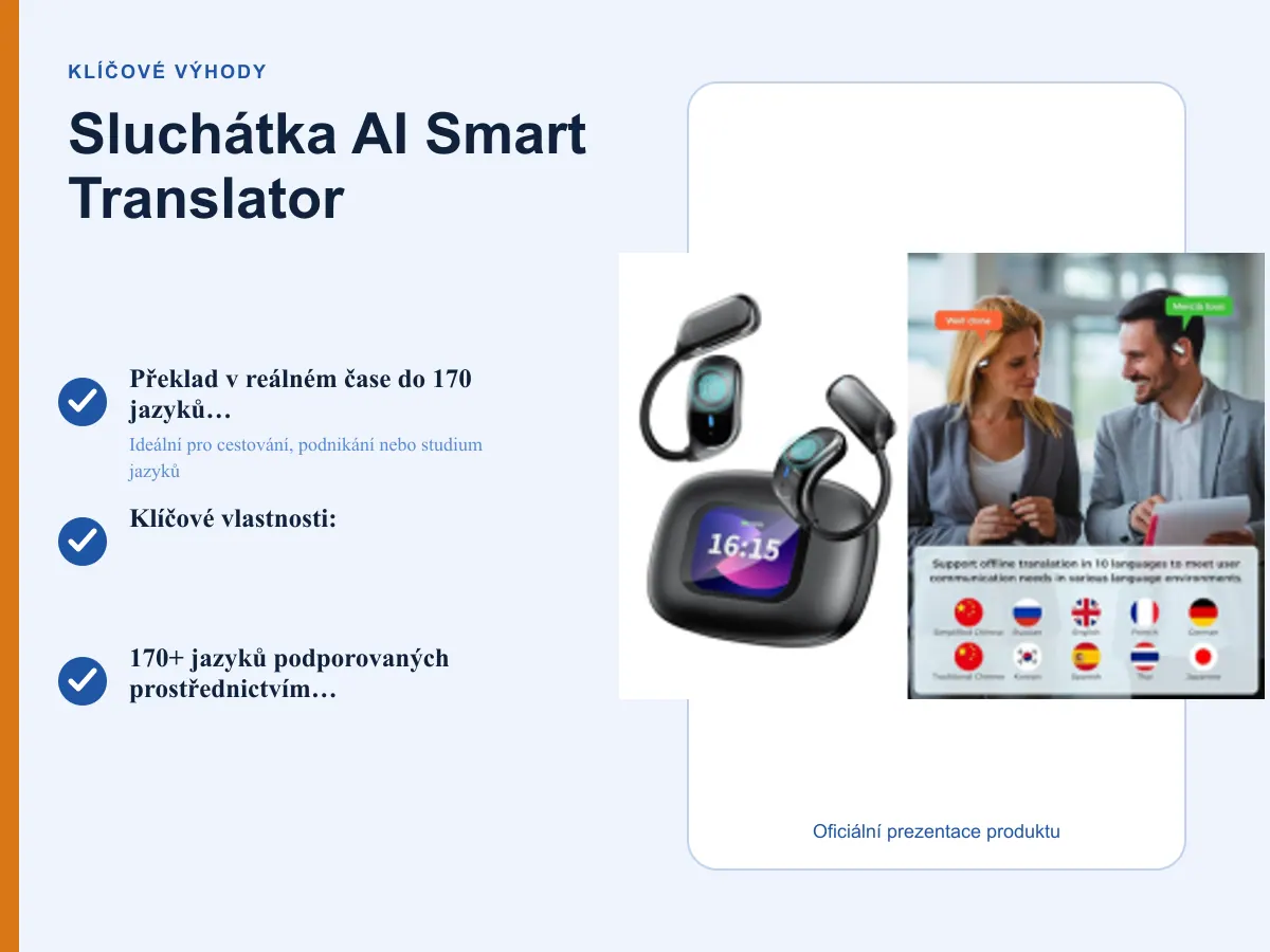 Klíčové výhody: Sluchátka AI Smart Translator