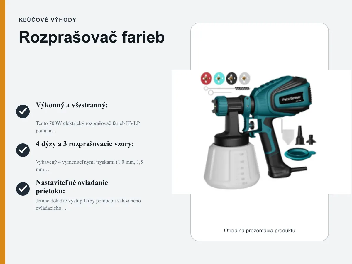 Kľúčové výhody: Rozprašovač farieb