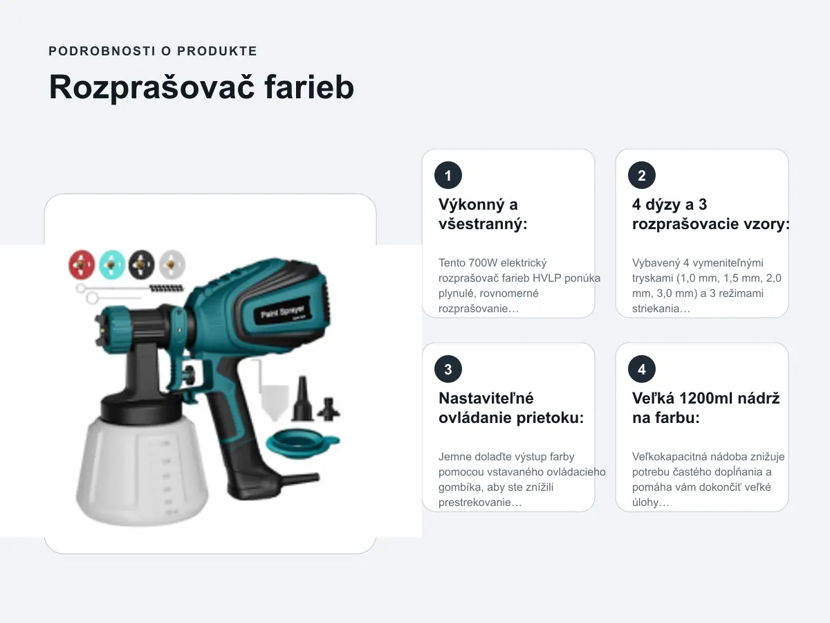 Podrobnosti o produkte: Rozprašovač farieb
