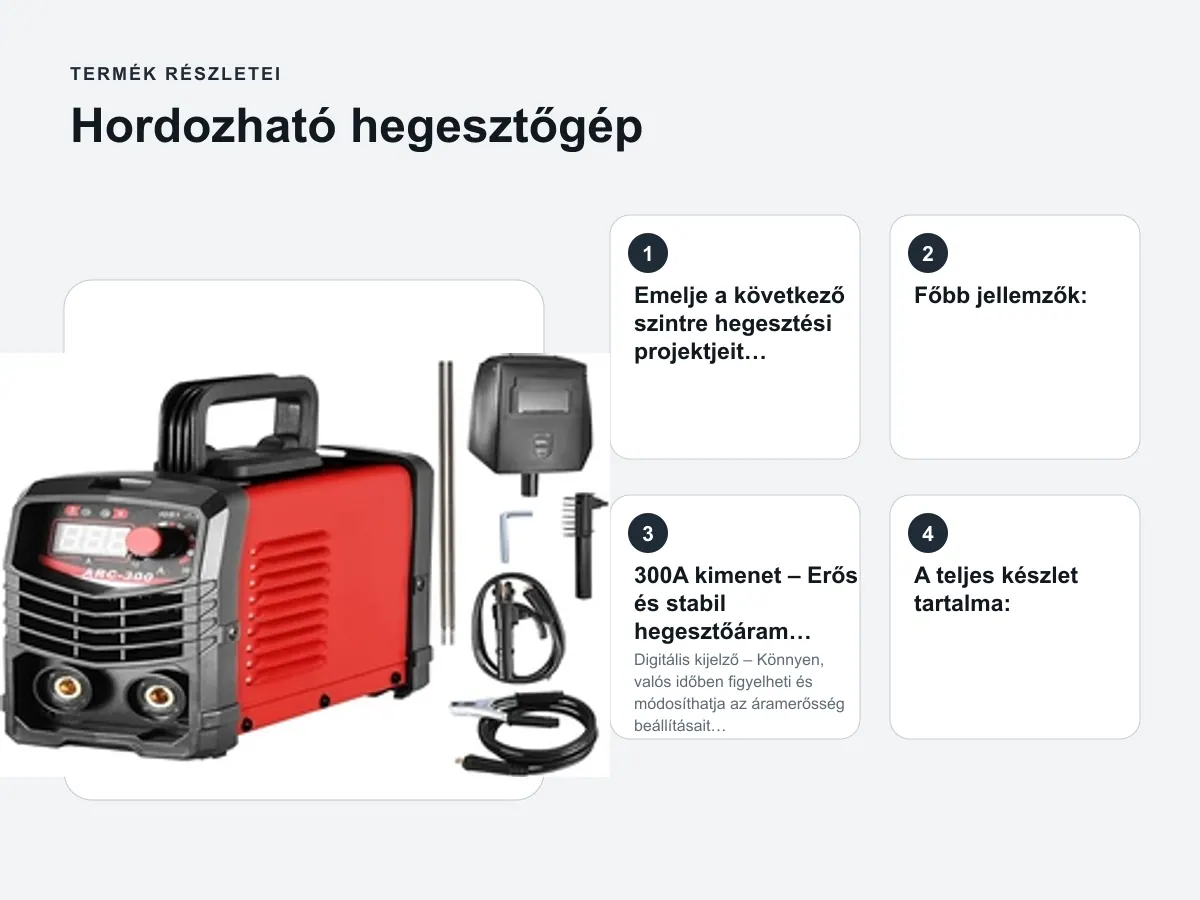 Termék részletei: Hordozható hegesztőgép