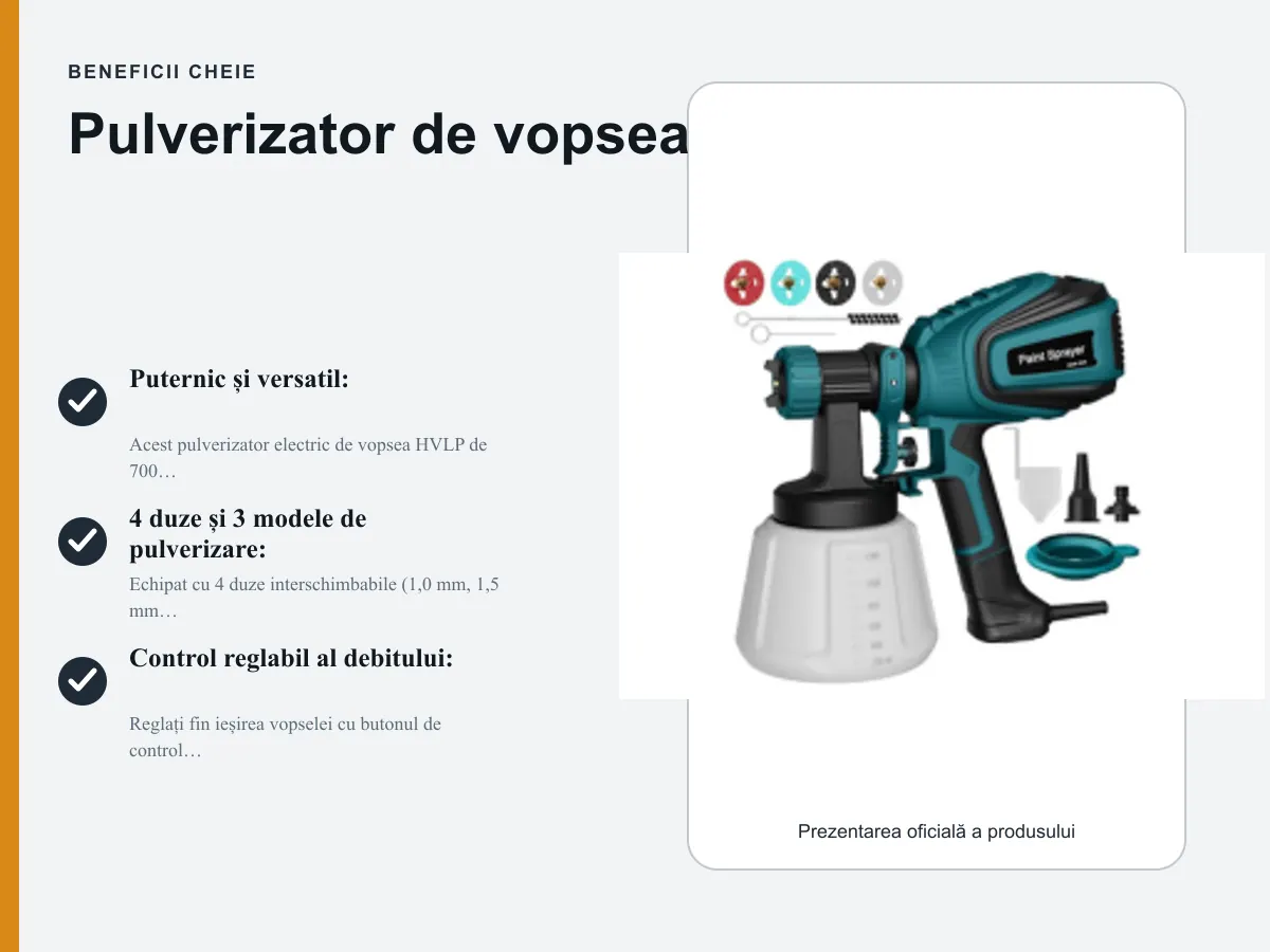 Beneficii cheie: Pulverizator de vopsea