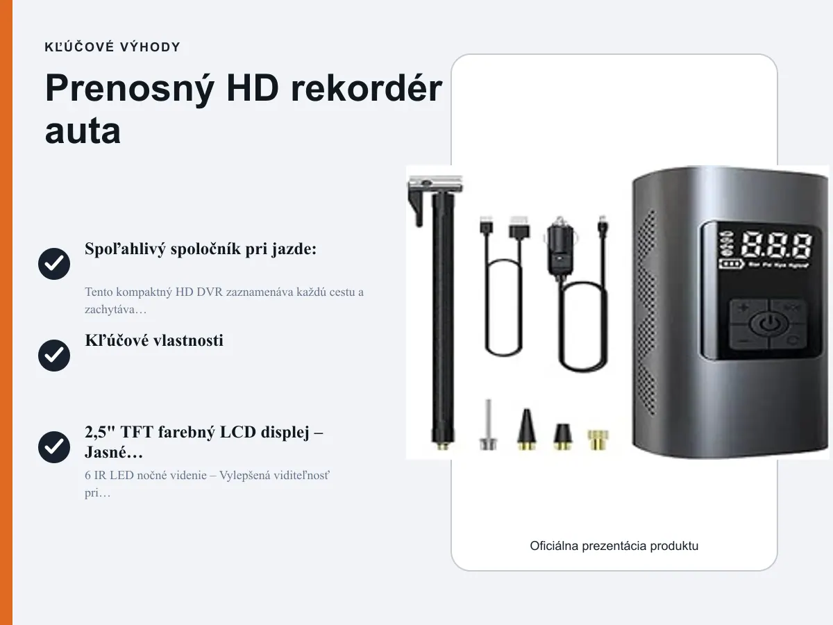 Kľúčové výhody: Prenosný HD rekordér do auta
