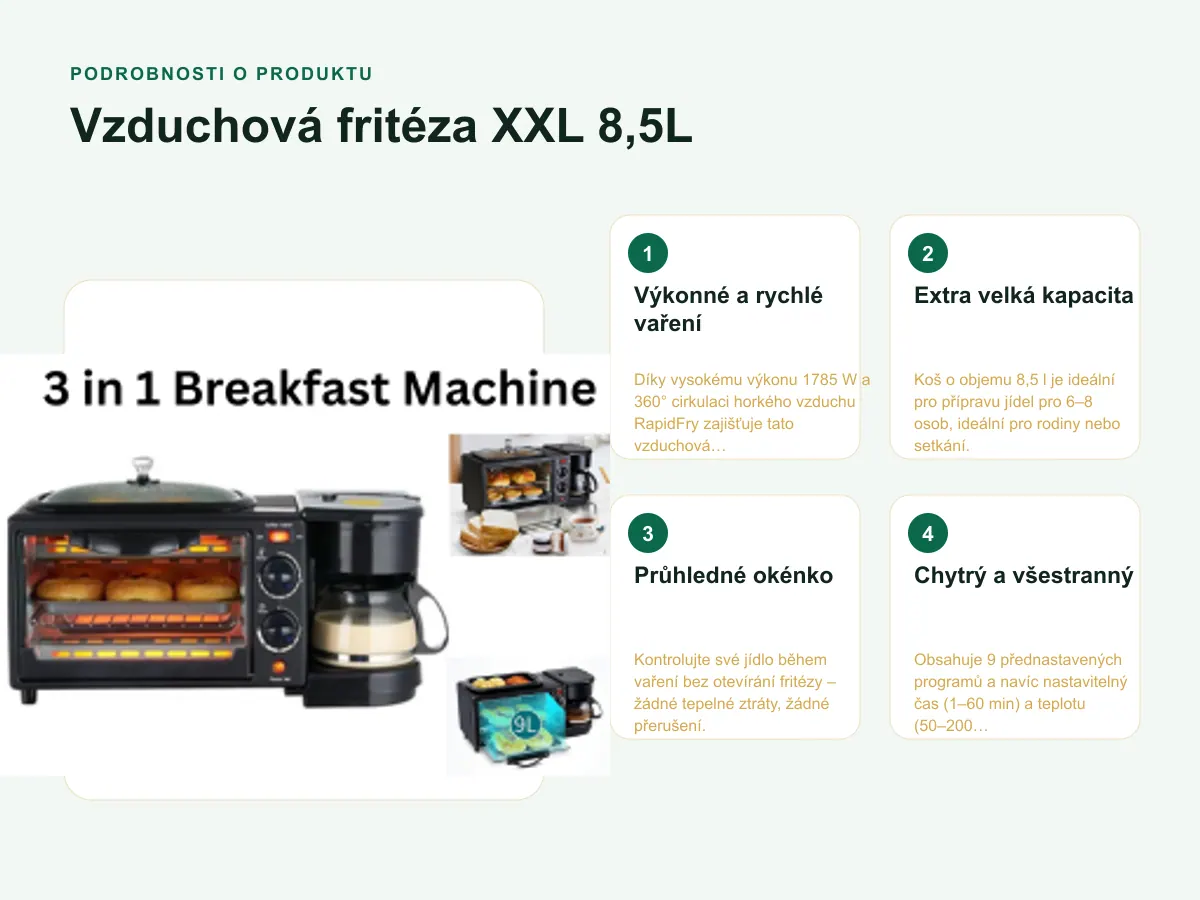 Podrobnosti o produktu: Vzduchová fritéza XXL 8,5L
