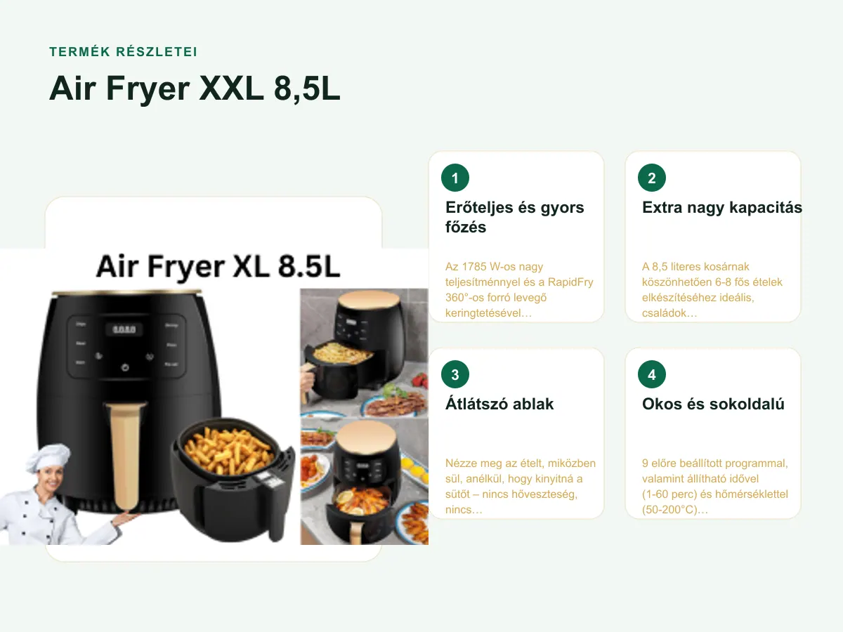 Termék részletei: Air Fryer XXL 8,5L