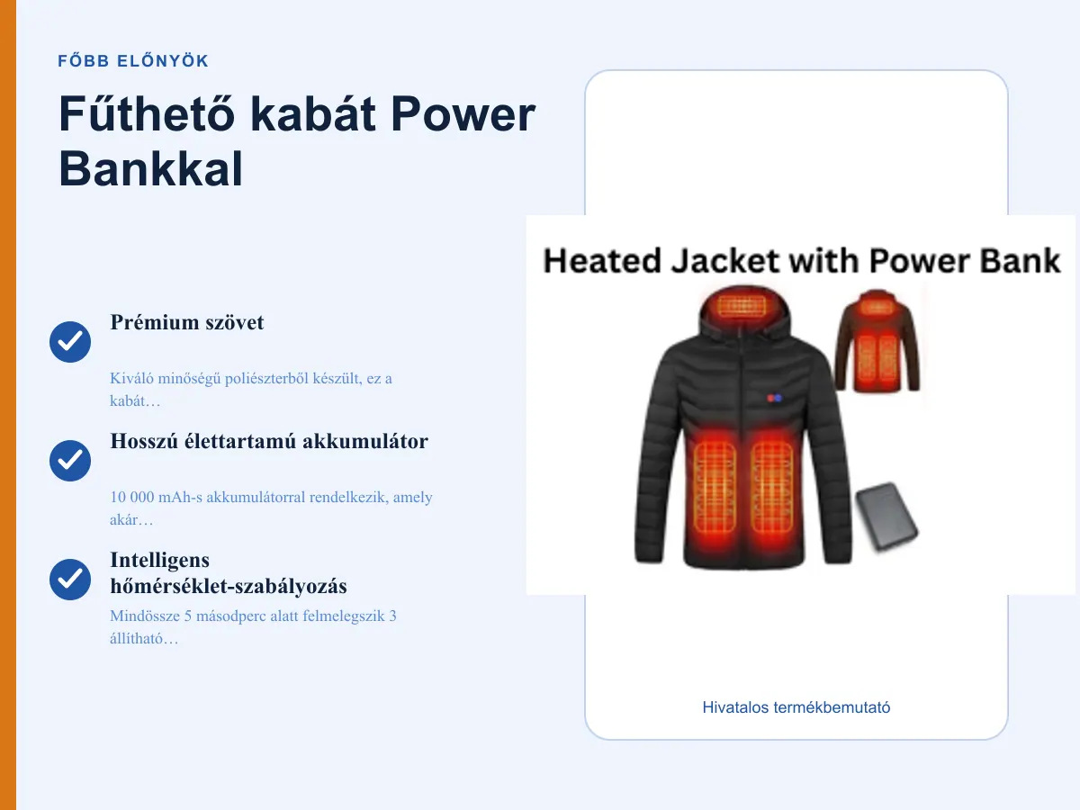 Főbb előnyök: Fűthető kabát Power Bankkal
