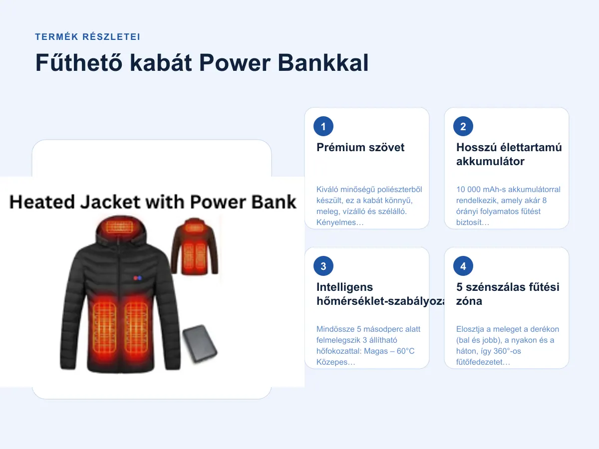 Termék részletei: Fűthető kabát Power Bankkal
