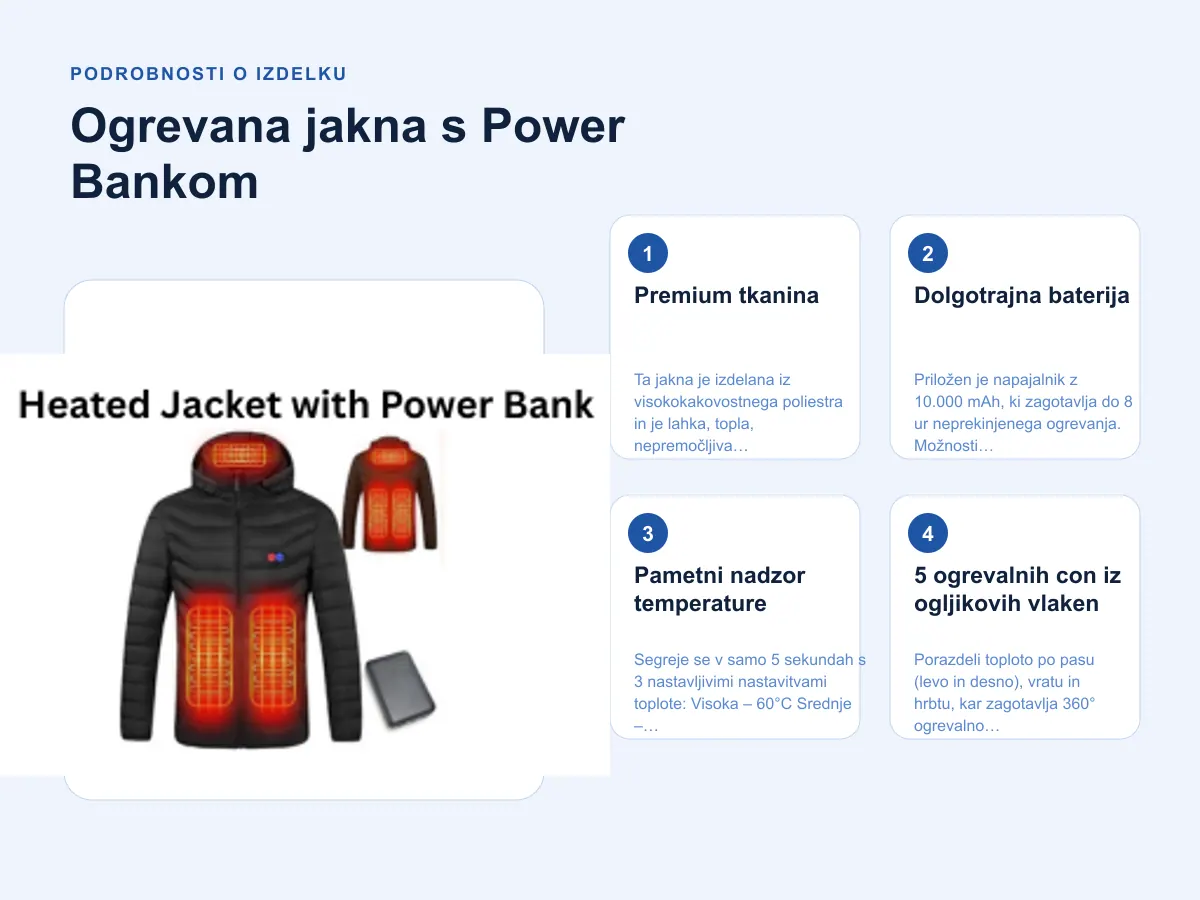 Podrobnosti o izdelku: Ogrevana jakna s Power Bankom