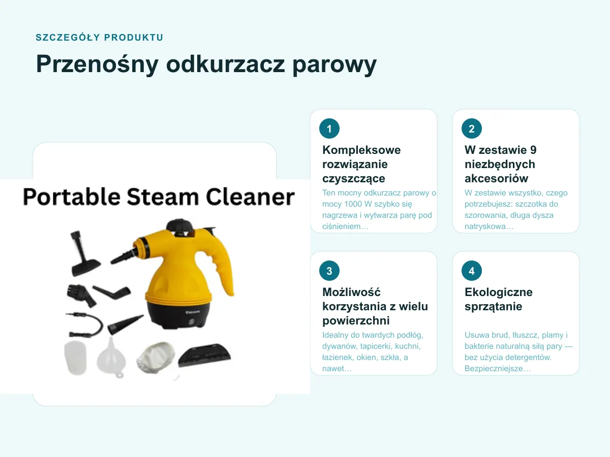 W zestawie 9 niezbędnych akcesoriów