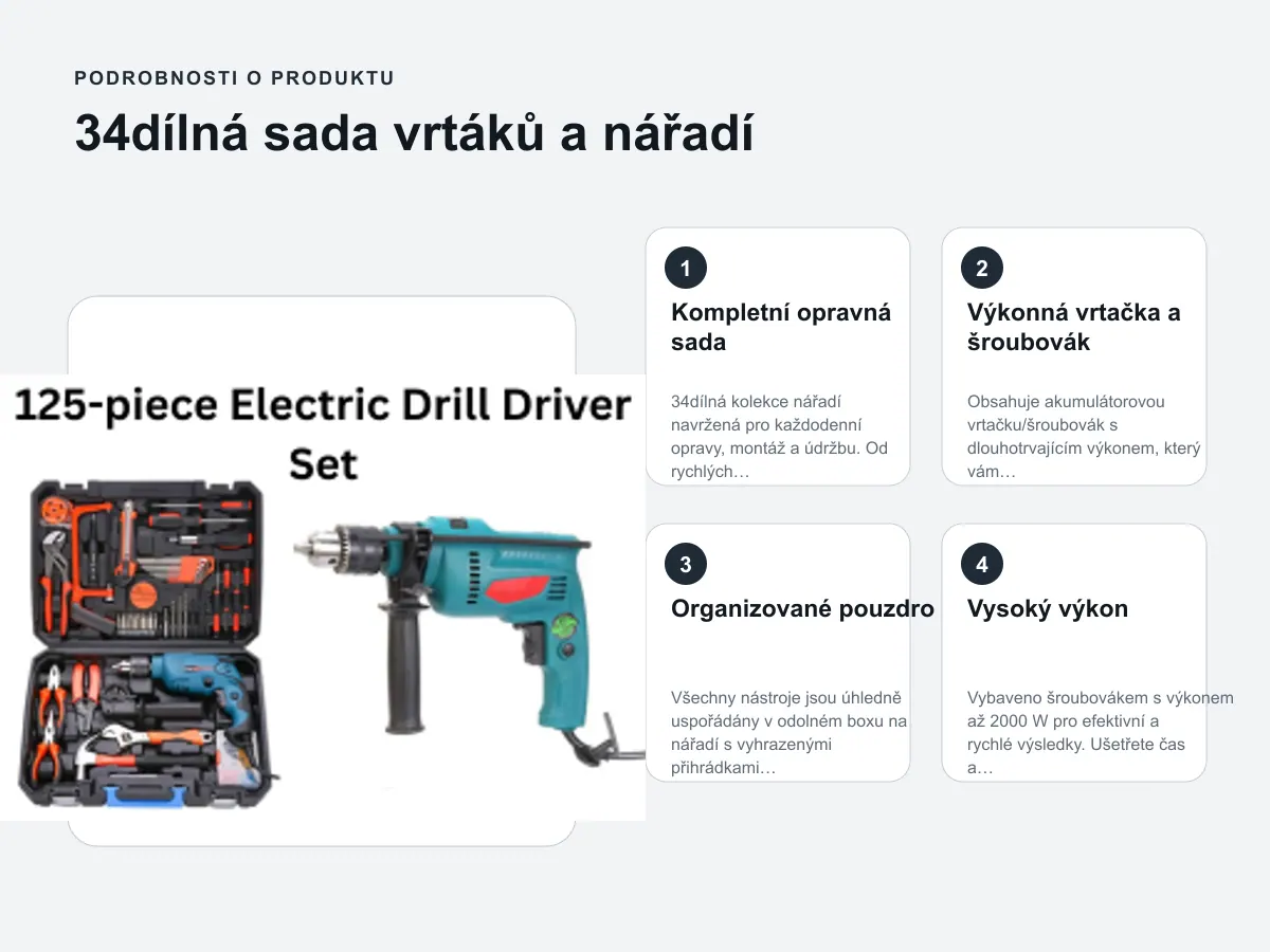 Výkonná vrtačka a šroubovák