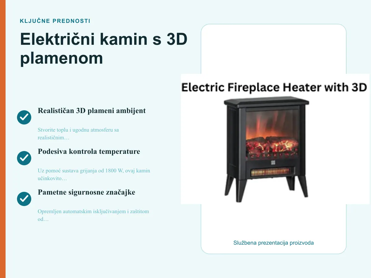 Ključne prednosti: Električni kamin s 3D plamenom