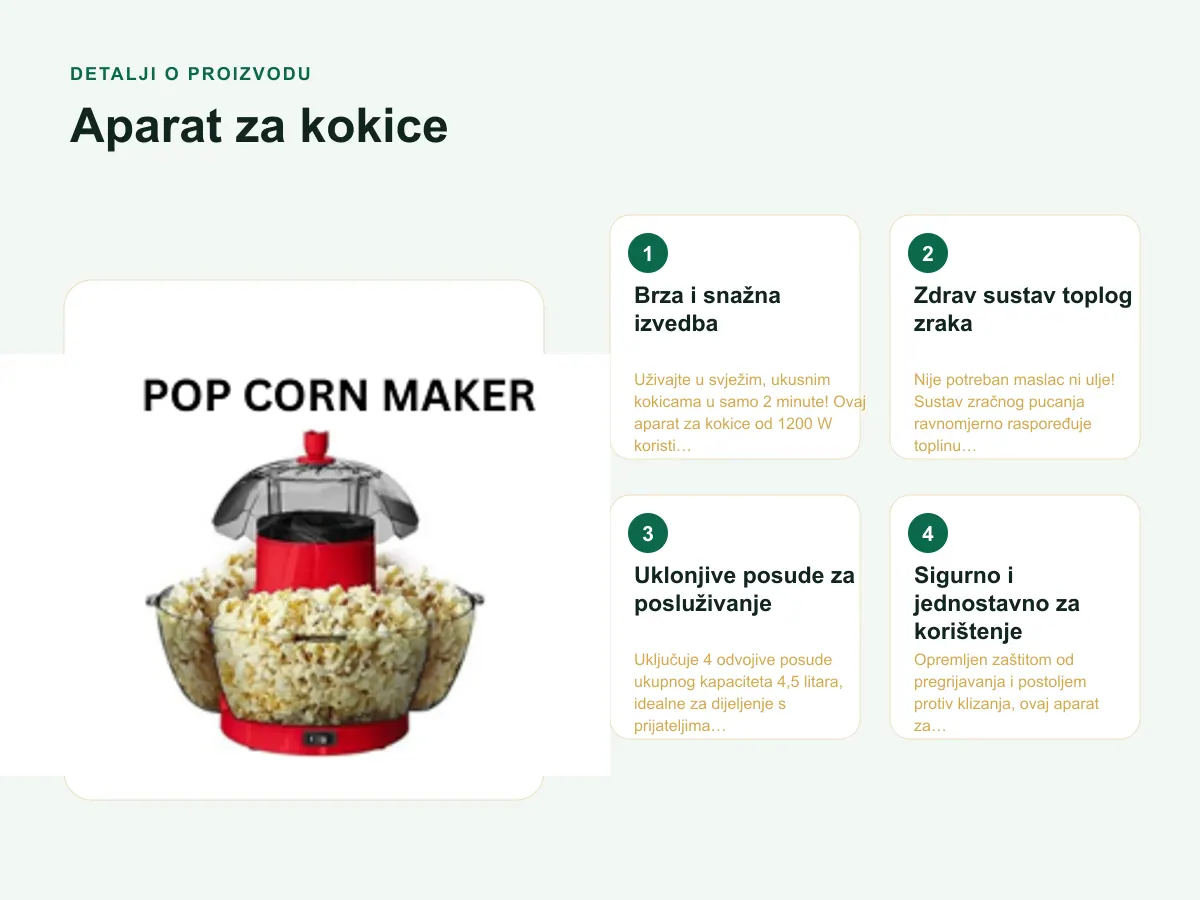 Detalji o proizvodu: Aparat za kokice