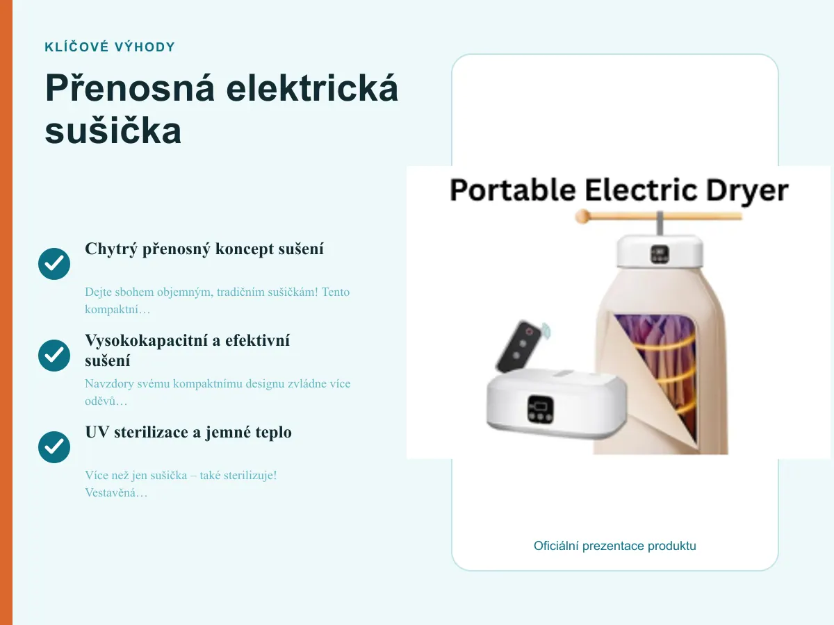 Klíčové výhody: Přenosná elektrická sušička
