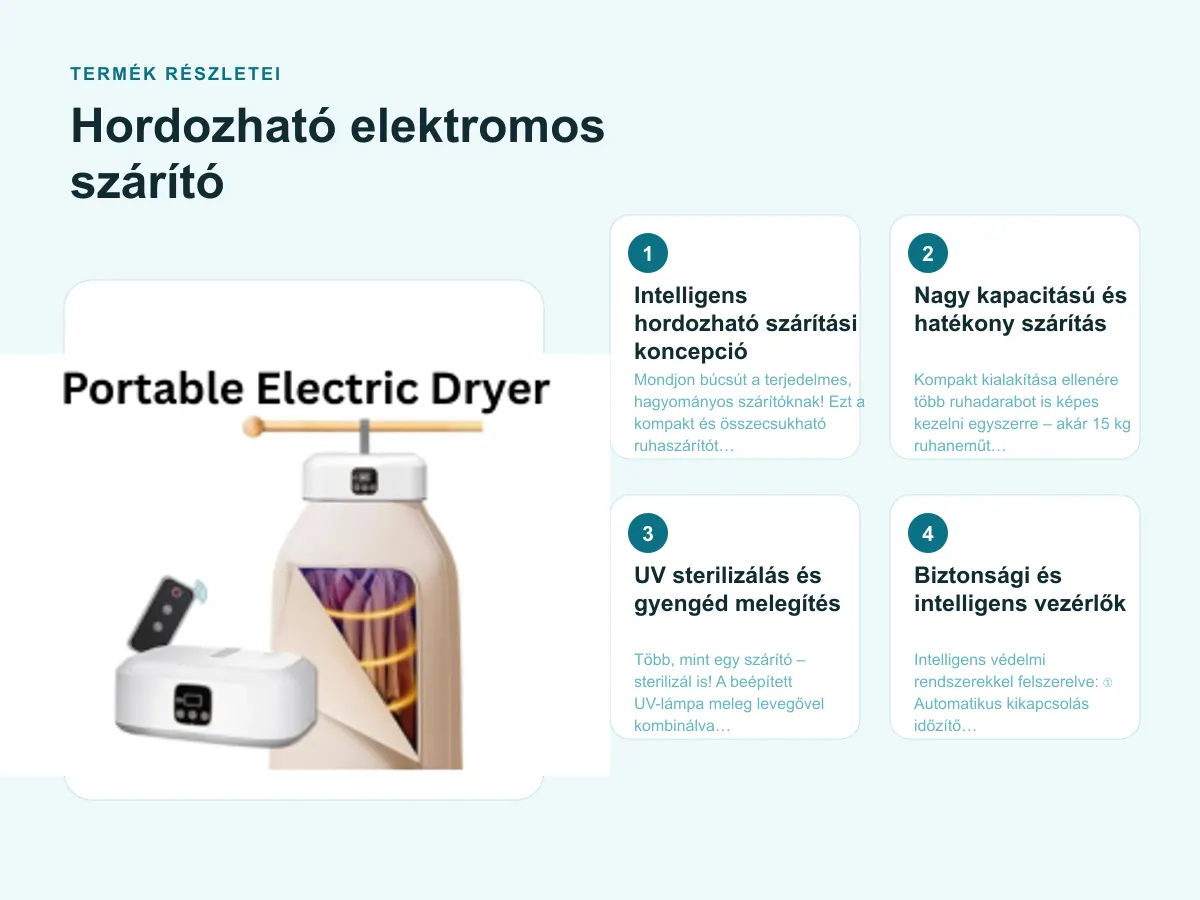 Termék részletei: Hordozható elektromos szárító