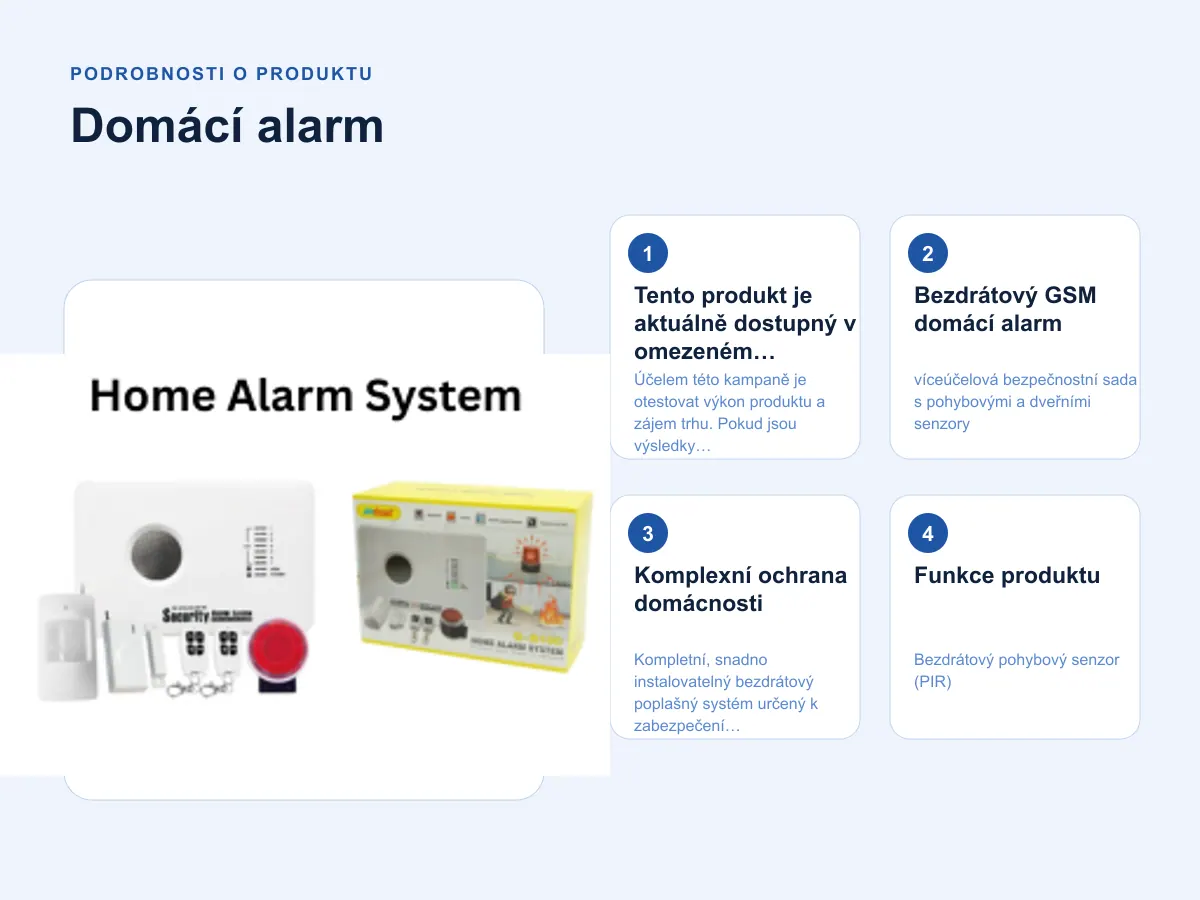 Podrobnosti o produktu: Domácí alarm