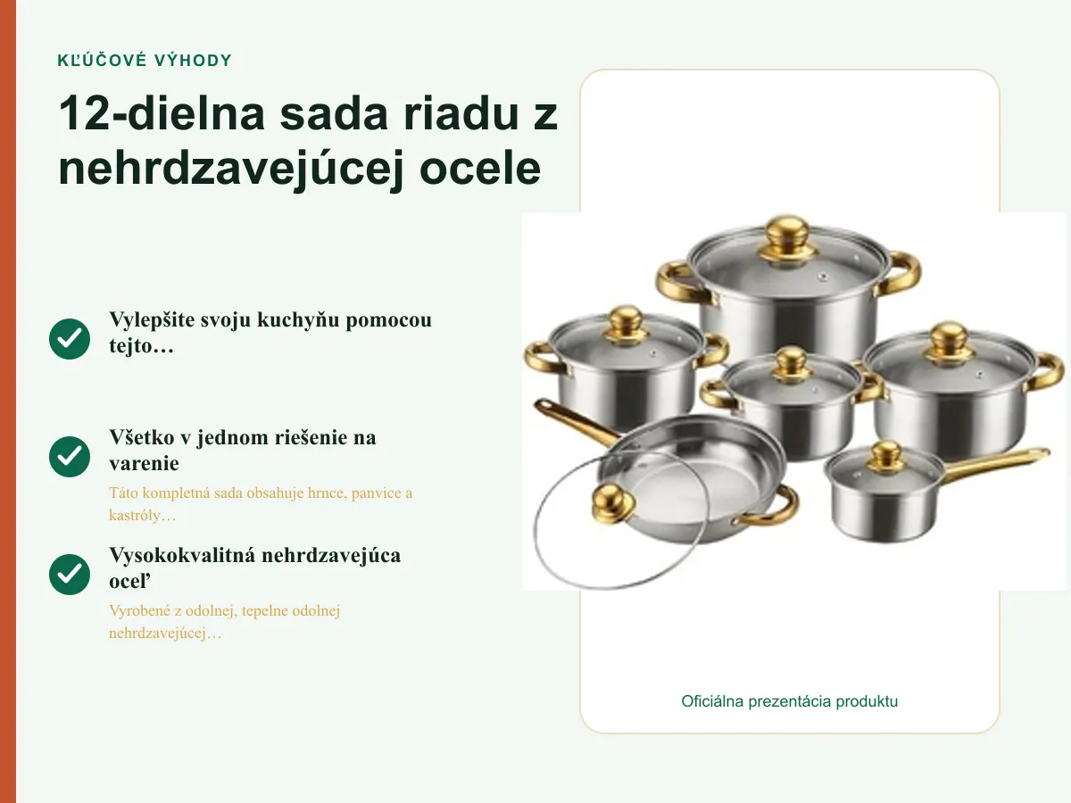 Kľúčové výhody: 12-dielna sada riadu z nehrdzavejúcej ocele