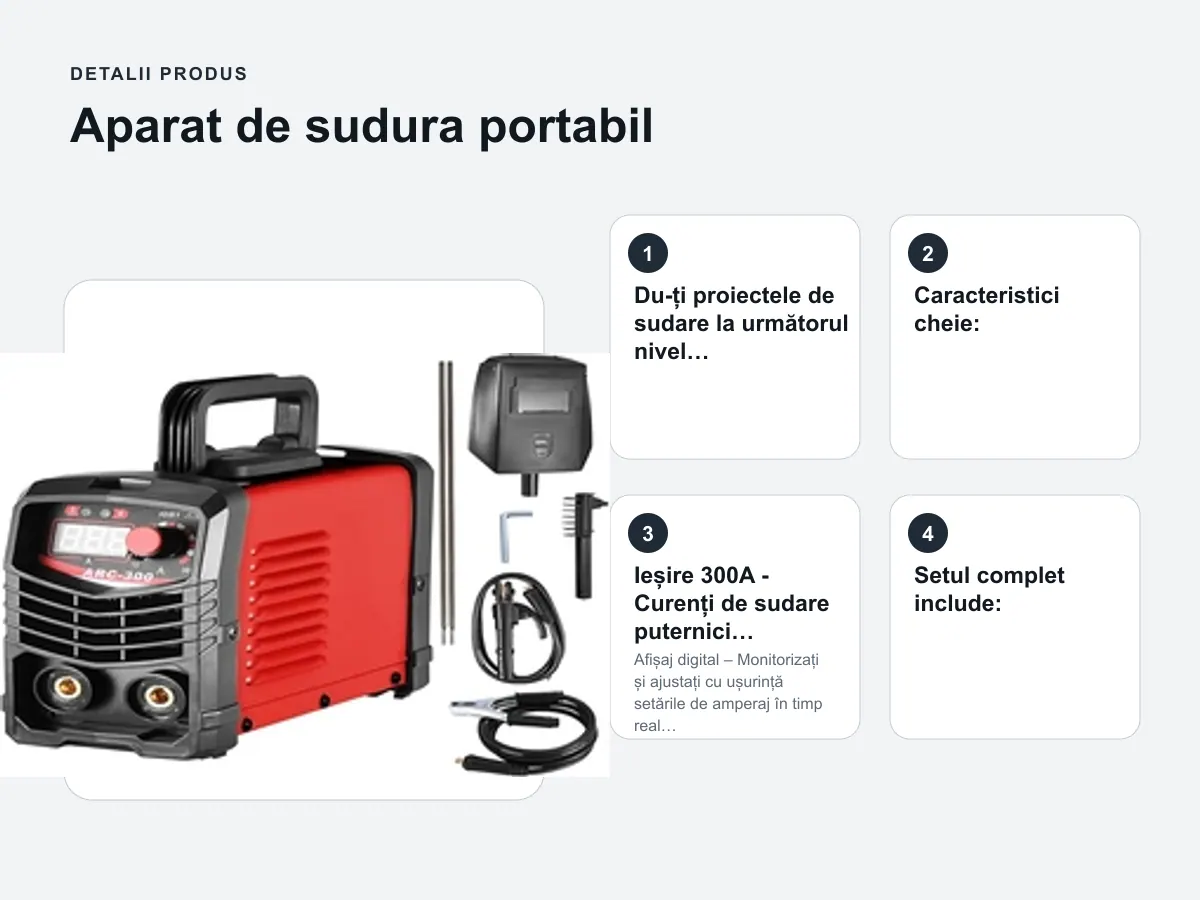 Detalii produs: Aparat de sudura portabil