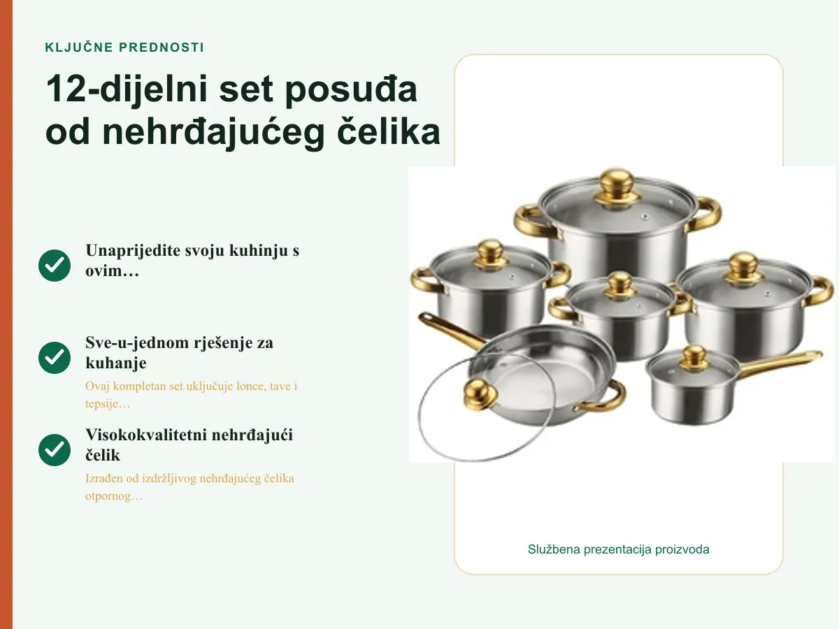 Ključne prednosti: 12-dijelni set posuđa od nehrđajućeg čelika