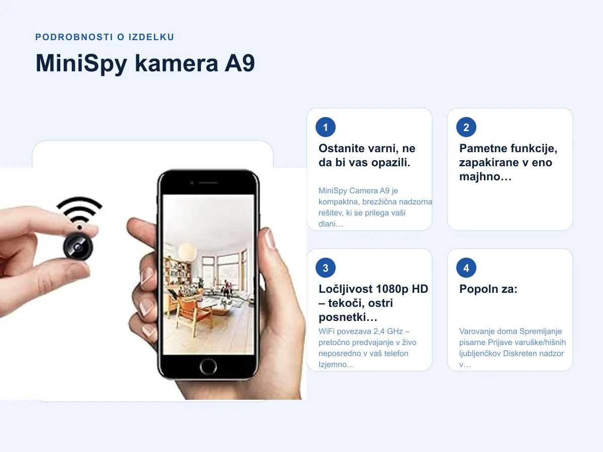Podrobnosti o izdelku: MiniSpy kamera A9