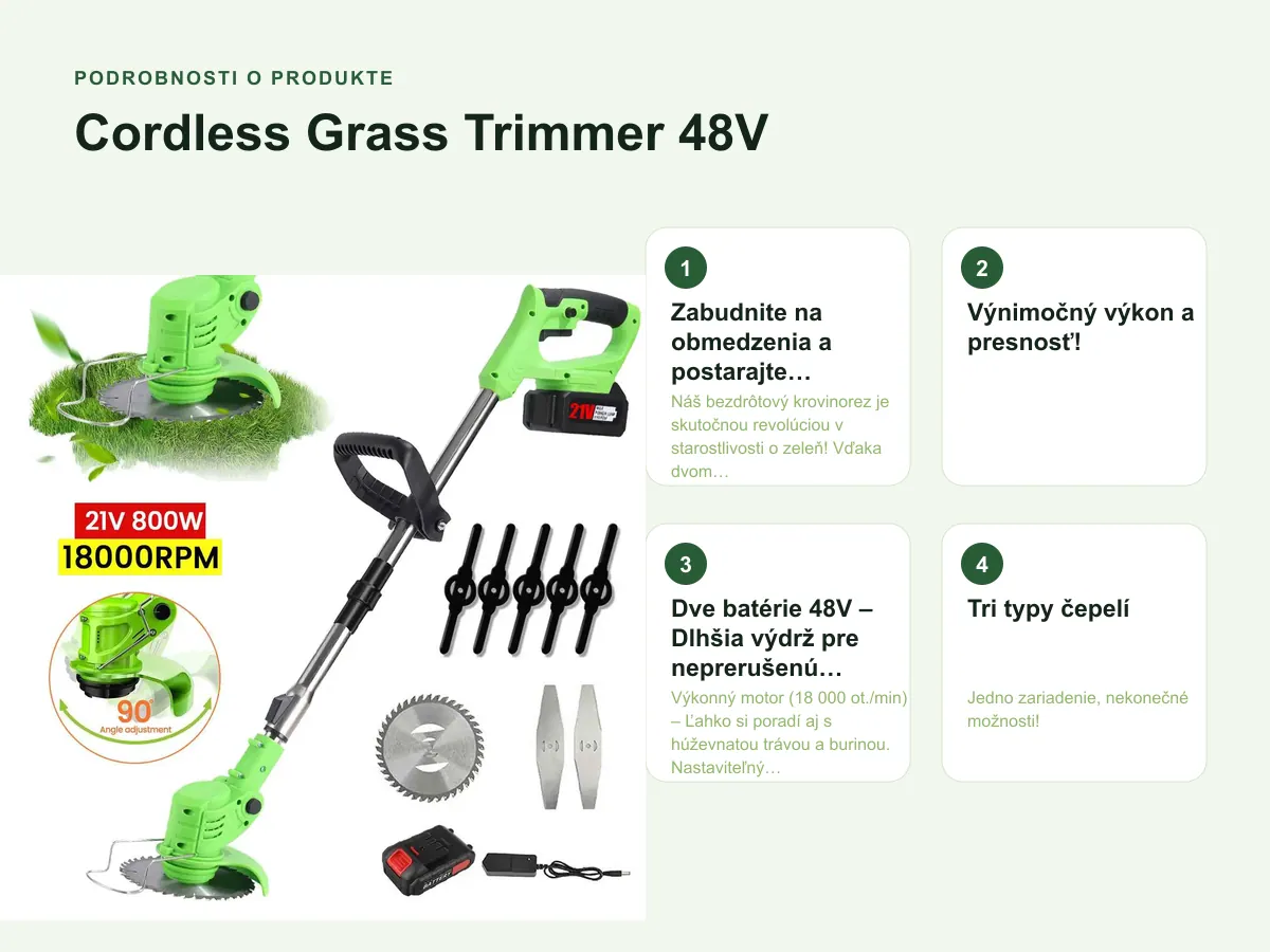 Podrobnosti o produkte: Cordless Grass Trimmer 48V