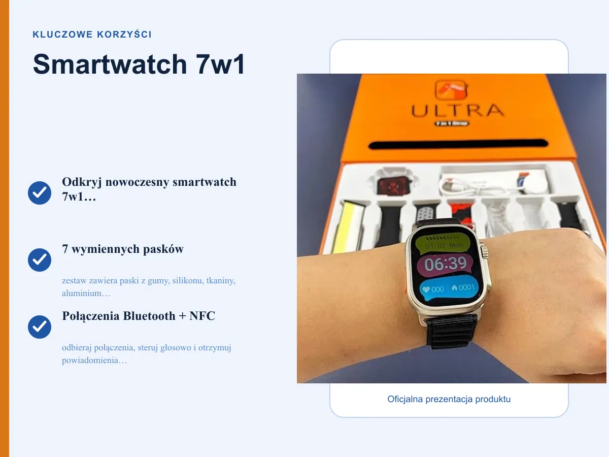 Kluczowe korzyści: Smartwatch 7w1