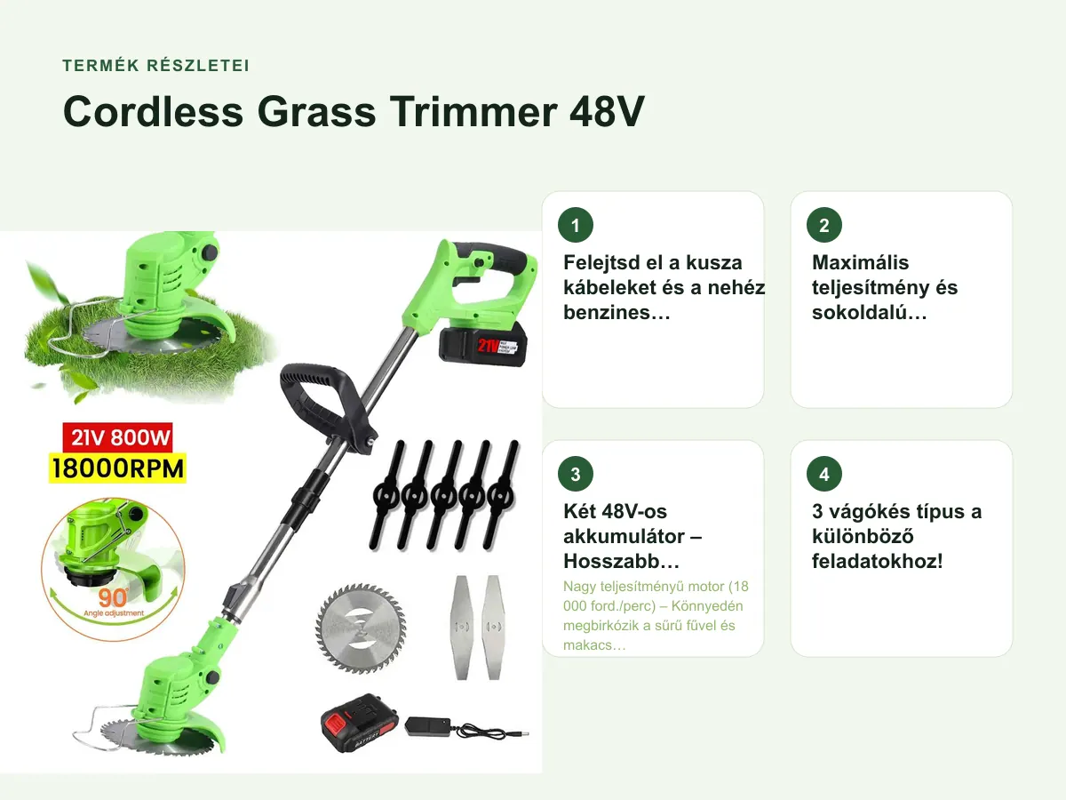 Termék részletei: Cordless Grass Trimmer 48V