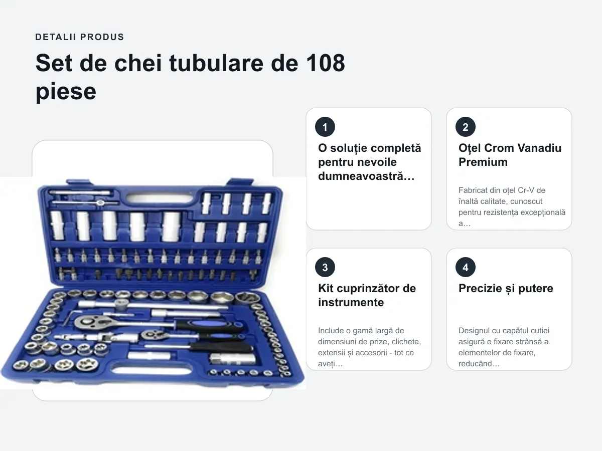 Detalii produs: Set de chei tubulare de 108 piese