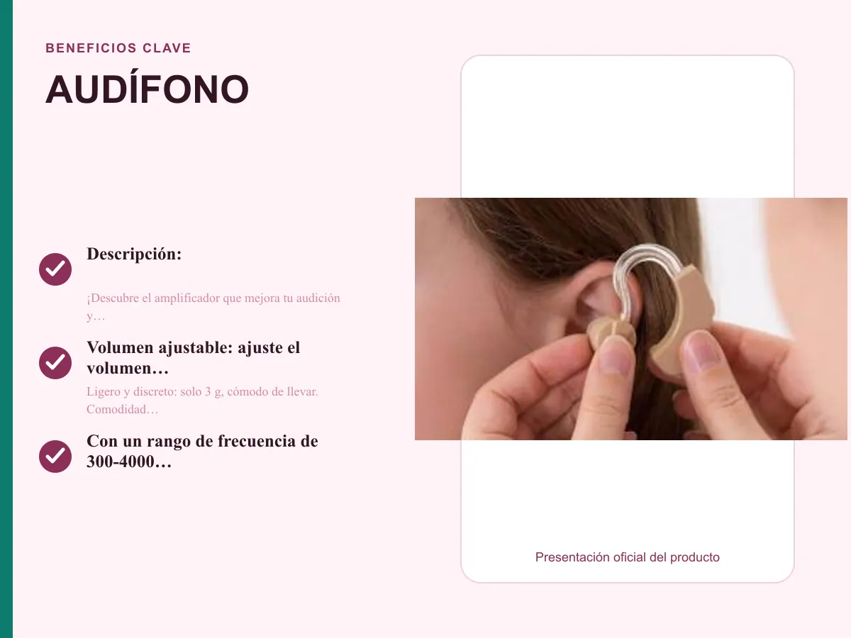 Beneficios clave: AUDÍFONO