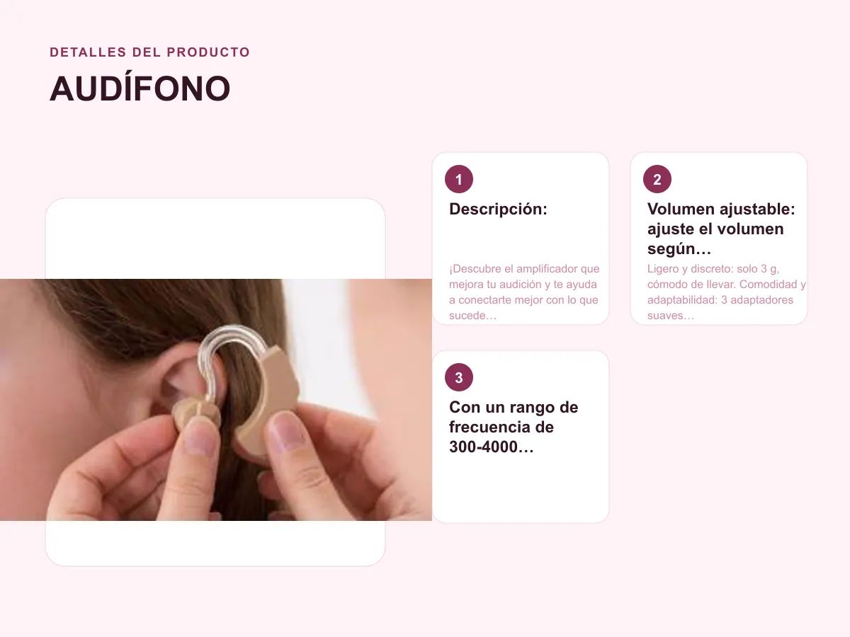Detalles del producto: AUDÍFONO
