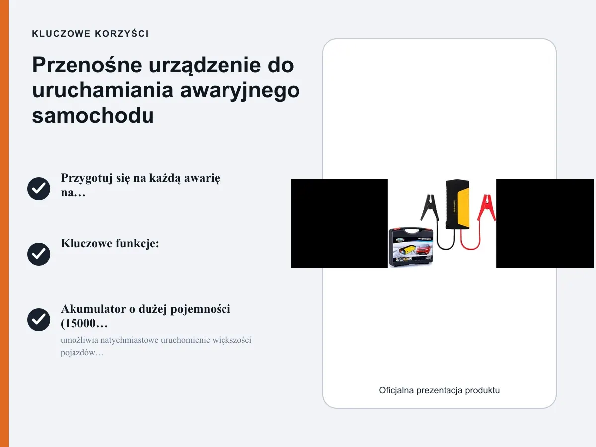 Kluczowe korzyści: Przenośne urządzenie do uruchamiania awaryjnego samochodu