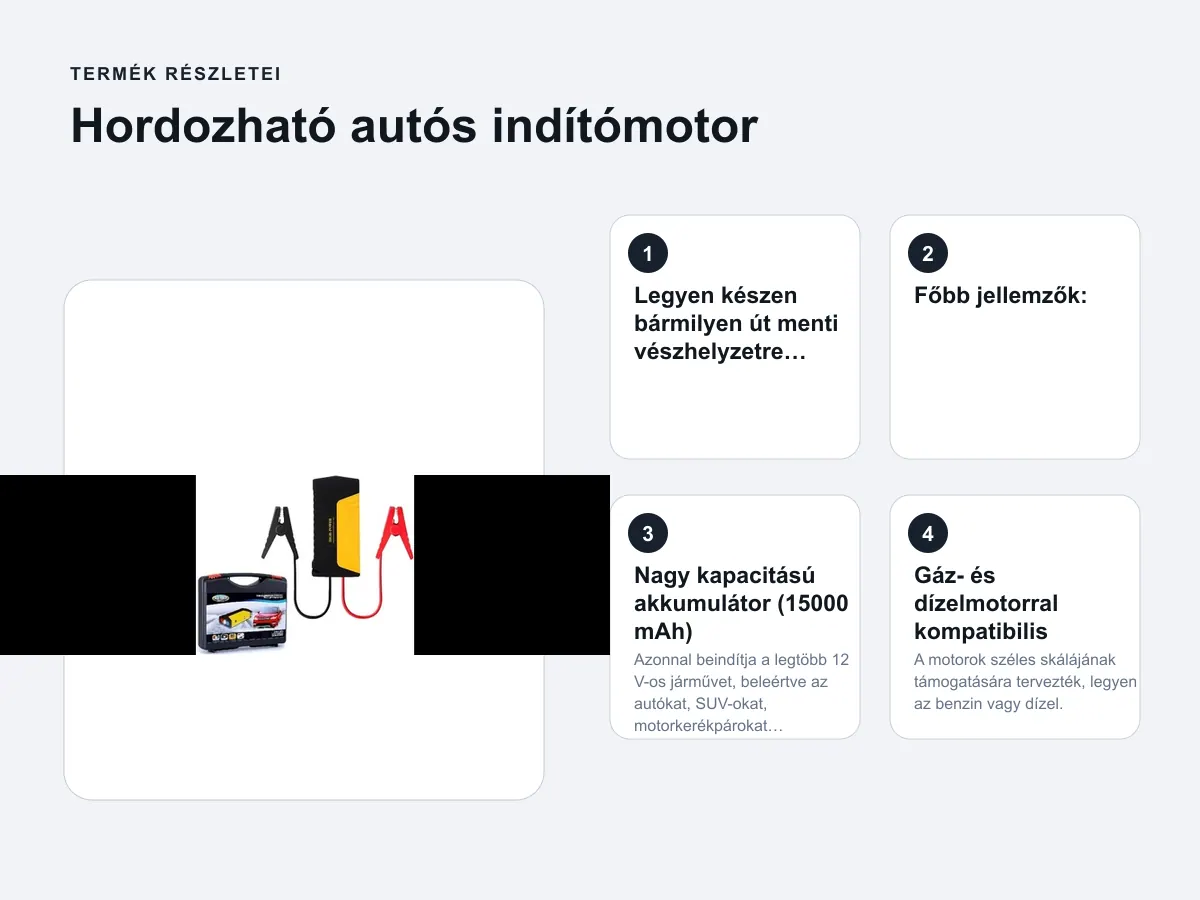 Termék részletei: Hordozható autós indítómotor