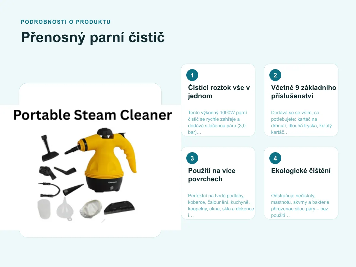 Podrobnosti o produktu: Přenosný parní čistič