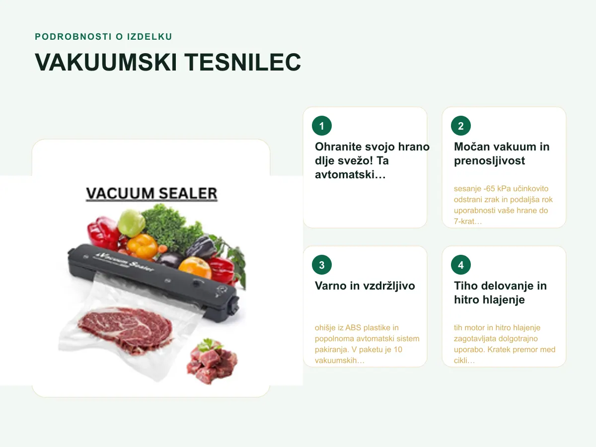 Podrobnosti o izdelku: VAKUUMSKI TESNILEC