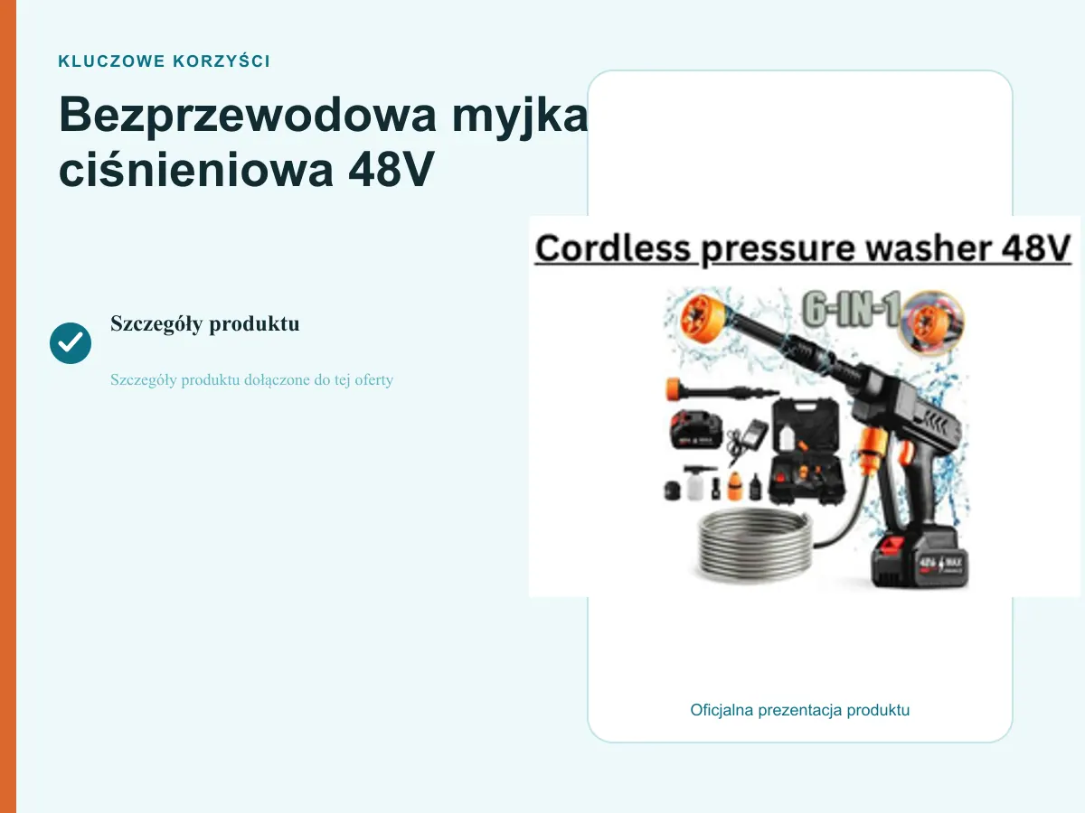 Bezprzewodowa myjka ciśnieniowa 48 V – Moc i mobilność w Twoich…