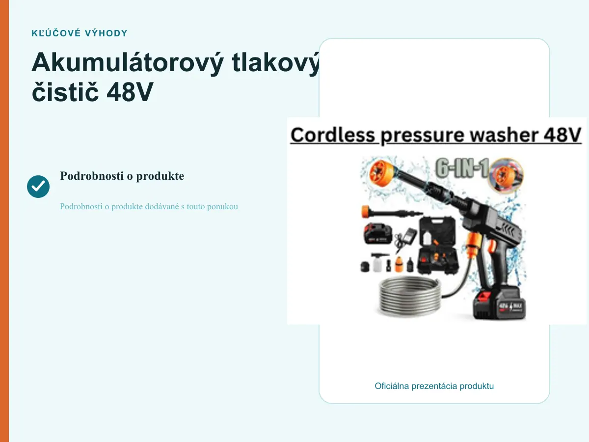 48V akumulátorový tlakový čistič – sila a mobilita vo vašich rukách!