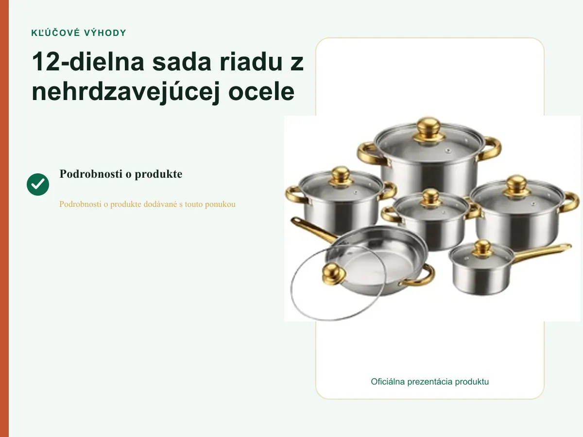 Kľúčové výhody: 12-dielna sada riadu z nehrdzavejúcej ocele